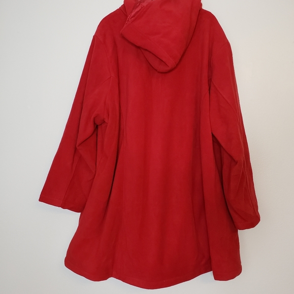 NEW Woman Within Hooded ALine Fleece Coat Red - Picture 7 of 14